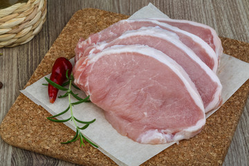 Raw pork steak