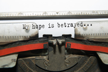 Sheet of paper with the inscription in the typewriter