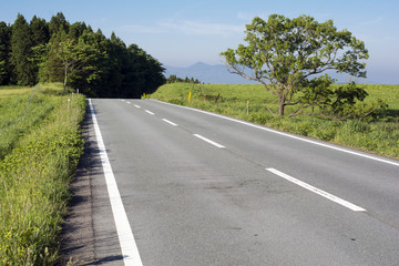 瀬の本高原付近の車道