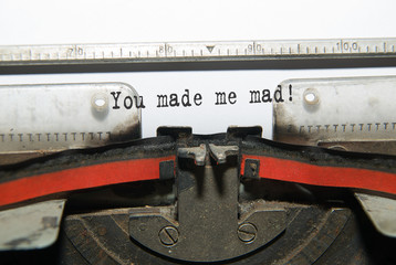 Sheet of paper with the inscription in the typewriter