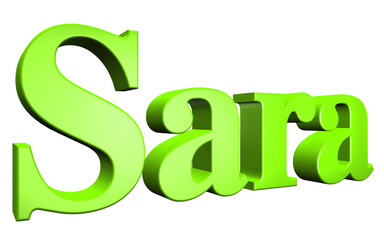 3D Sara text on white background