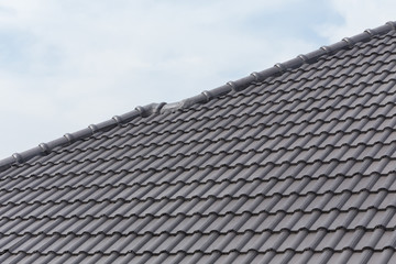 black tile roof on a new house