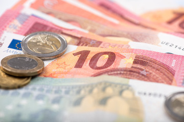 Euro banknotes and coins