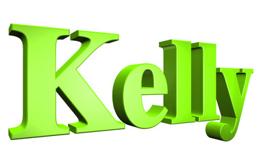 3D Kelly text on white background