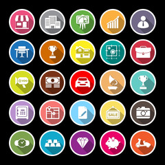 Asset and property flat icons with long shadow