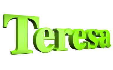 3D Teresa text on white background