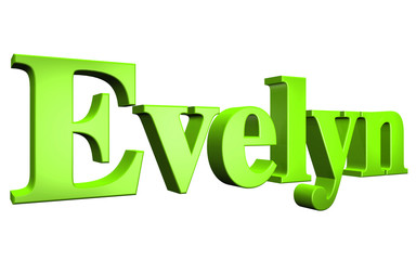 3D Evelyn text on white background