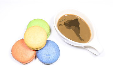 Coffee and dessert on white background. Brazil