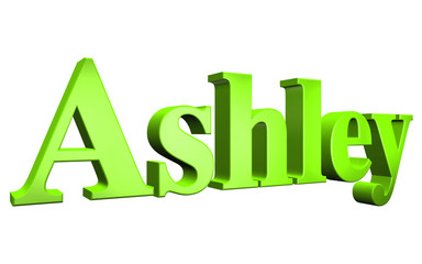 3D Ashley text on white background