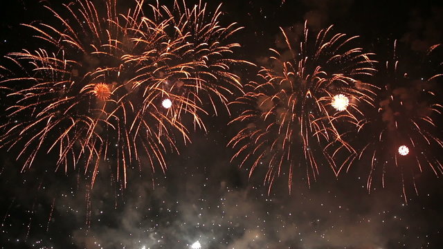 Grandiose celebratory fireworks in the night sky.