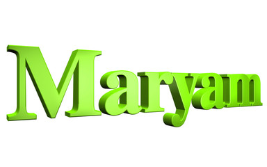 3D Maryam text on white background