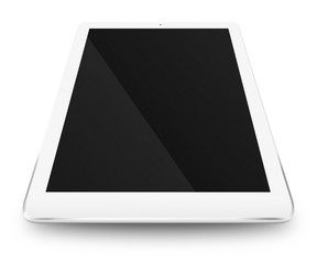 Tablet computer with white black screen.