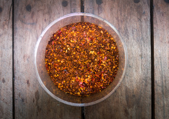 Cayenne pepper in a plastic cup
