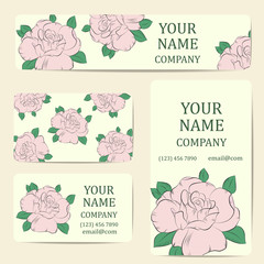 Business cards. Card or invitation.Vintage decorative elements. Corporate Identity vector templates set 