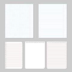 Illustration of different notebook paper