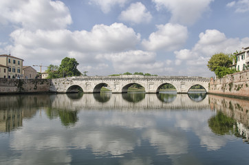 Fototapeta na wymiar Roman Bridge of Tiberius in Rimini