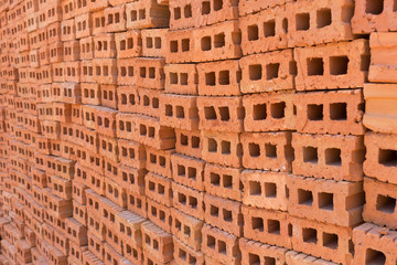 pile of brick block used for industrial in residential building