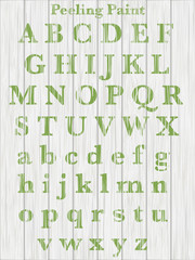 peeling paint text on wood background
