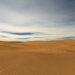 Dark yellow sand dunes and no high hills with great clouds