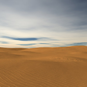 Dark yellow sand dunes and no high hills with great clouds © Kaselmeyk