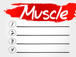 Muscle blank list, health concept