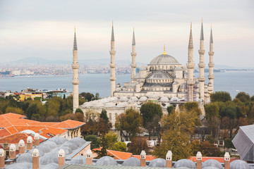 Naklejka premium Aerial view of Blue Mosque in Istanbul