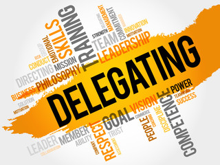 DELEGATING word cloud, business concept