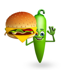 Cartoon character of green chili