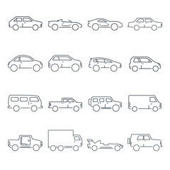 Naklejka premium Zarys ikona kolekcji samochodów