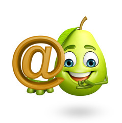 Cartoon character of guava with at the rate sign