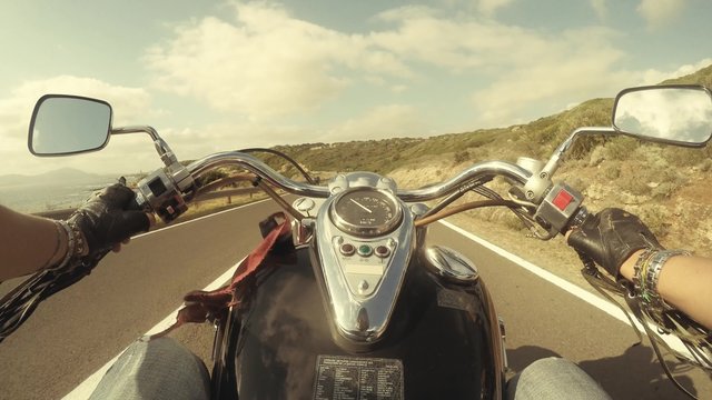 classic motorcycle trip on a cloudy day