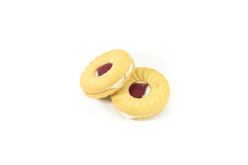 Butter cookies with strawberry and lemon jam