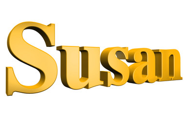 3D Susan text on white background