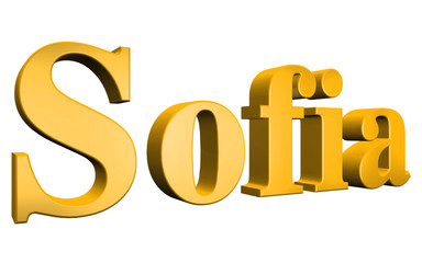 3D Sofia text on white background