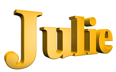 3D Julie text on white background