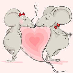 Love the mouse on the background of pink hearts
