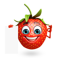 Obraz premium Cartoon character of strawberry