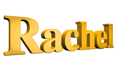 3D Rachel text on white background