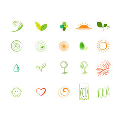 Eco friendly linear sketch drawing icons set