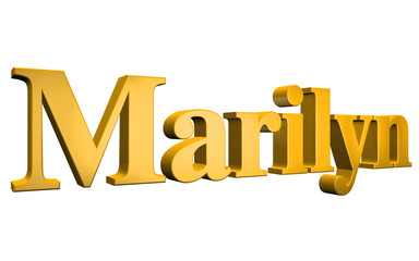 3D Marilyn text on white background
