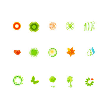 Eco friendly and nature sketch drawing icons set