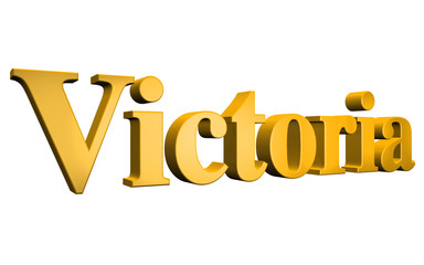 3D Victoria text on white background