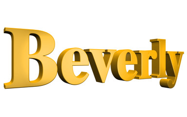 3D Beverly text on white background