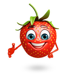 Fototapeta premium Cartoon character of strawberry