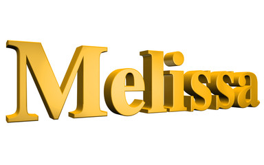 3D Melissa text on white background