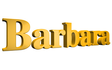 3D Barbara text on white background