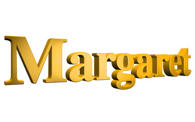 3D Margaret text on white background