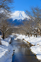 Fototapeta na wymiar Oshino Hakkai and Mt.Fuji in winter