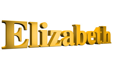 3D Elizabeth text on white background