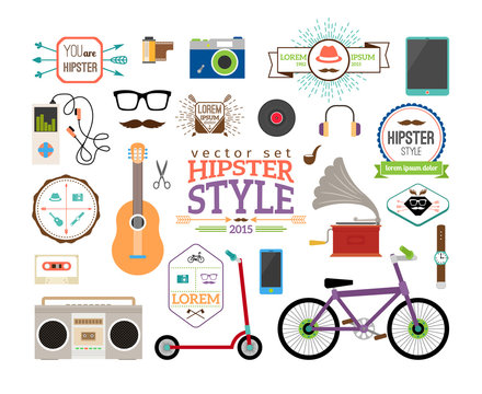Hipster infographics elements and labels
